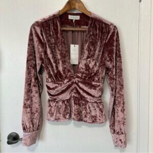 NWT WAYF Velvet Ruched Pink Top